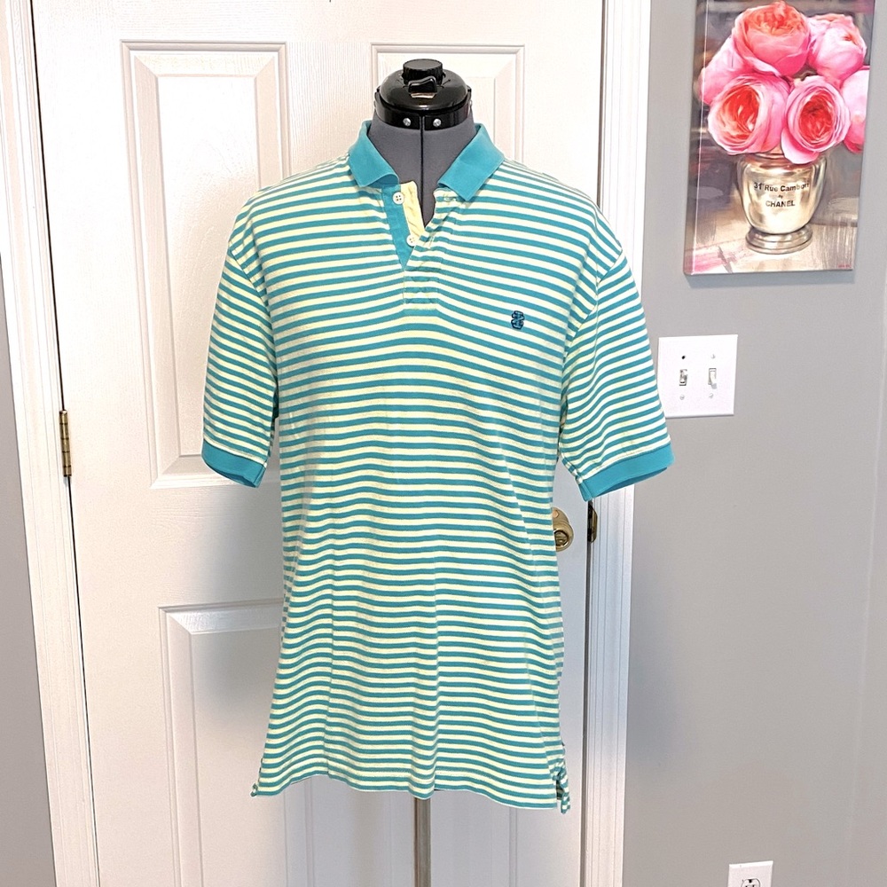 IZOD green/yellow stripe men’s polo M 542